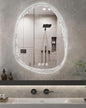 LUVODI Lighted LED Bathroom Mirror: 36”x28”Irregular Stone Pattern Frosted Wall Vanity Mirror with Bright Back Lit - Modern Dimmable Smart Mirror Anti Fog with Touch Switch Sensor for Restroom Bedroom