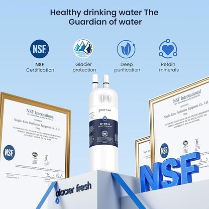 GLACIER FRESH EDR1RXD1 Refrigerator Water Filter Compatible with W10295370A, EDR1RXD1, WHR1RXD1, KAD1RXD1, Filter 1, W10295370, P4RFWB, P8RFWB2L, 46-9930, 46-9081 Refrigerator Water Filter 2 Pack
