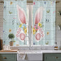 Easter Window Curtains 63 Inch Long 2 Panel Set, Rod Pocket Bedroom Curtains & Drapes, Spring Rabbits Ears Feet Flowers Wooden Grain Light Filtering Window Treatment for Living Room 42"W x 63"L