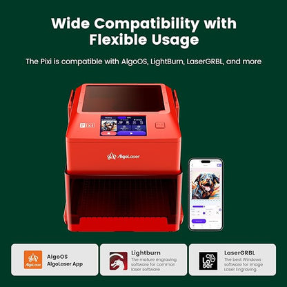 AlgoLaser 3W Laser Engraver Machine: Portable & Smart with 3.5" Touch Screen, Hand Drawing/Wireless/SD Card/Offline Engraving, AlgoOS 2.0 Self Developed System for Wood, Acrylic, Leather