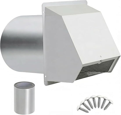 4 Inch Vent Covers for Wall, Galvanized Steel Dryer Vent Cover Outside with Screen, Dryer Vent Wall Plate for Dryer Exhaust Vent, External Extractor for House Ventilation&Outside Air Exhaust