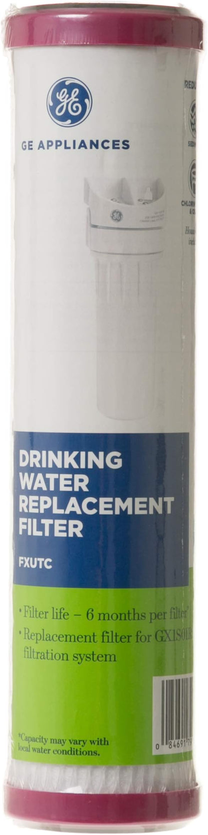 GE Basic Single Stage Drinking Water System Replacement Filter, Fits GX1S01R Under Sink Filtration System, Replace Every 6 Months, FXUTC