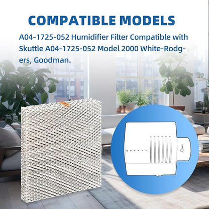 A04-1725-052 Humidifier Pad Evaporator Compatible with Skuttle A04-1725-052 Model 2000 White-Rodgers HFT2100 HFT2700 and Goodman HUM-1725052 HUM-SFTBP Replacement Filter Hard Wick 2 Packs