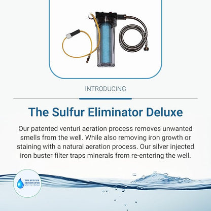 Deluxe Well Water Filter System, Eliminate Rotten Egg & Sulfur Smell, Remove Iron & Sediments, Works on Any Size Well 4" & Above