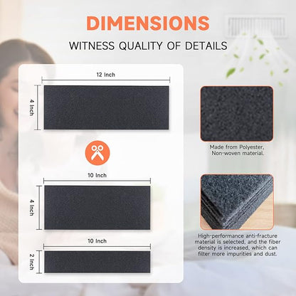 4x12 Inch Air Vent Filters Thickened 48-Pack Activated Charcoal, Carbon Filter Premium Floor Pre-Filter Work in Indoor Home Purifier, Air Conditioner 4" x 12" (Black) ULTRA GREEN