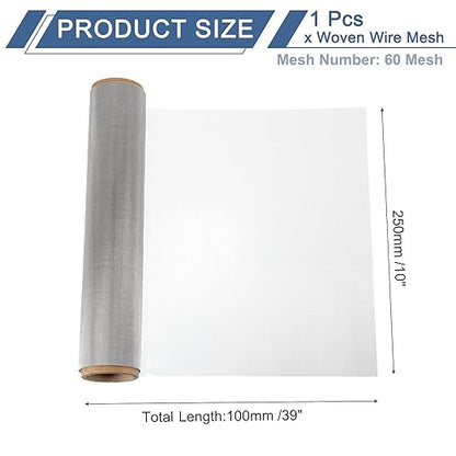 uxcell 60 Mesh 39" x 10" Woven Wire Mesh, 304 Stainless Steel Air Vent Filter Screen, Window Screen Mesh for DIY Projects Vents Cover Filtration Animals Fence