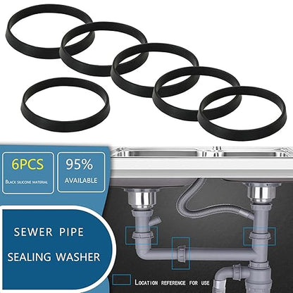 6PCS Kitchen Sink Filter Sealing Ring, Drain Pipe conical Rubber Gasket, Waste Pipe Gasket, 1.77-inch Drain Pipe Sink Odor Collector Siphon, 45mm Inclined Sliding Joint Rubber Ring