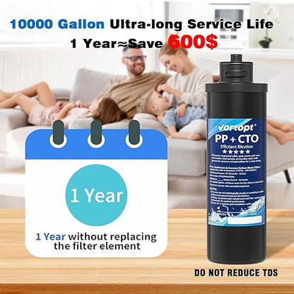 Vortopt Q1 Under Sink Water Filter System,Reduces Chlorine,Lead,Bad Taste & Odor,Under Counter Water Filter Direct Connect to Kitchen Faucets,NSF/ANSI 372/42 Certified,1 Year.