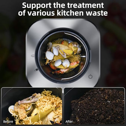 Smart Kitchen Electric Composter, 2.5L Auto Food Cycler with Single Button, 𝐆𝐫𝐢𝐧𝐝 𝐚𝐧𝐝 𝐃𝐫𝐲 𝐲𝐨𝐮𝐫 𝐤𝐢𝐭𝐜𝐡𝐞𝐧 𝐰𝐚𝐬𝐭𝐞, 2X Drying Filter, Design by Nagualep