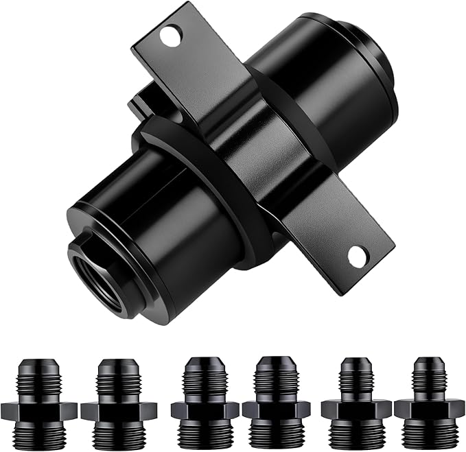 EVIL ENERGY Inline Fuel Filter 10 Micron with 6AN 8AN 10AN Adapter&Bracket Clamp 50MM Universal