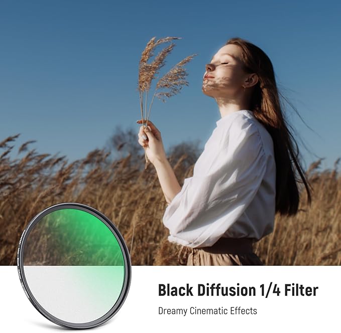 NEEWER 77mm Black Diffusion 1/4 Filter Dreamy Soft Cinematic Effect Filter Ultra Slim Water Repellent Scratch Resistant Optical Glass Multiple Nano Coatings for Video/Vlog/Portrait Photography