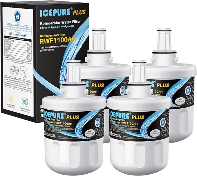 ICEPURE PLUS Remove Heavy Metals NSF/ANSI 53&42 NSF/ANSI/CAN 372 DA29-00003G Replacement for Samsung DA29-00003B DA29-00003A, DA29-00003D DA29-00003F DA97-06317A, HAFCU1, WF289, WSS-1, 4PACK