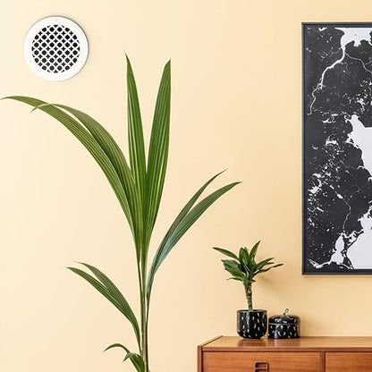 SABA Home Decor Air Vent Cover Grille - Acrylic Plexiglass 2" Round Duct Opening (4" Round Overall) White Finish Registers for Walls and Ceilings NOT for Floor USE, Charlotte (2, 4" Round Screws)