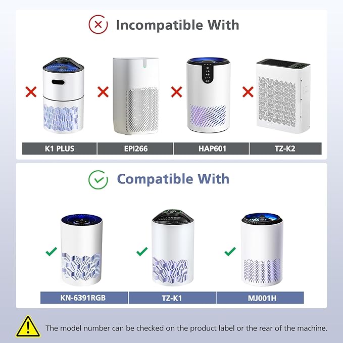 3 Pack TZ-K1 Replacement Filter Compatible with FreAire KN6391, Compatible with ToLife TZ-K1, Compatible with VOOPNU DH-JH12, for MK-01 MK-06, MJ012H, 3-in-1 Filter Replacement for Smoke Pollen, White