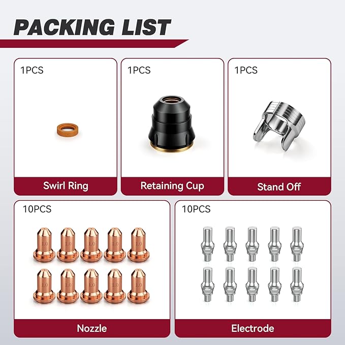 ARCCAPTAIN 23Pcs IPT60 Plasma Cutter Torch Consumables, .040" Plasma Cutter Accessories for ARCCAPTAIN CUT55 NON-HF, CUT55 MP and CUT60 Non-HF, Work with 40-50A Current