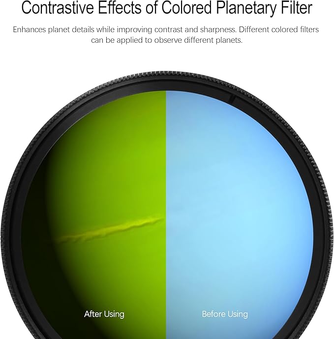 Astromania Telescope Filter, Planetary Filter with Metal Frame for Astronomical Telescope Eyepiece, 2 Inch Telescope #8 Yellow Color Filter for Enhancing Contrast in Lunar Planetary Observation