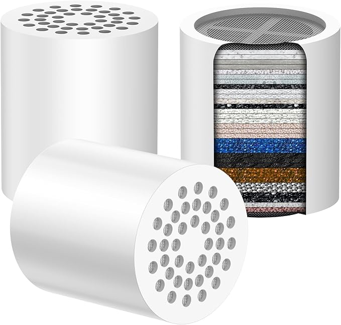 VOXON 3 Pack 36 Stage Shower Filter Replacement Cartridge - Hard Water Purifier Reduces Chlorine & Chemicals, Water Softener for Skin & Hair