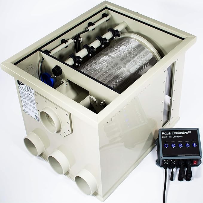 Rotary Drum Filter | RDF 8000GPH | Fully Automatic Water Filter System | Koi Pond, Aquaculture, Fish Farm, Hydroponics, Aquaponics, Natural Swimming Pool, Aquarium, Fountains | 110-120V 60Hz 25212