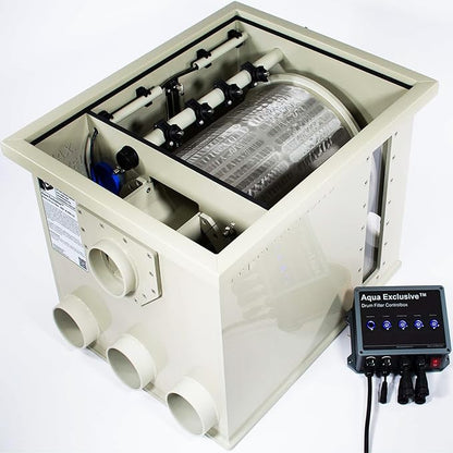 Rotary Drum Filter | RDF 8000GPH | Fully Automatic Water Filter System | Koi Pond, Aquaculture, Fish Farm, Hydroponics, Aquaponics, Natural Swimming Pool, Aquarium, Fountains | 110-120V 60Hz 25212