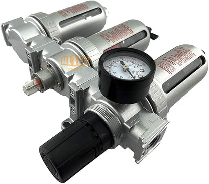 3/8" NPT MID FLOW Filter Regulator Coalescing Desiccant Dryer System For Compressed Air Lines, Poly Bowls, Great For Paint Spray And Plasma Cutter (AUTO DRAIN)