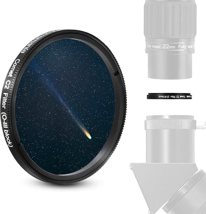 Astromania Telescope Filter 2 Inch Upgrated O-III Comet Filter Narrowband for Telescope, 99% High Transmission - Light Pollution Reduction for Astrophotography, Fit 2 Inch Telescope Accessory