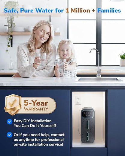 E6 600GPD Compact Space-Saving Under Sink RO Water Filter, Reverse Osmosis, 9 Stage Tankless RO Water Filtration System 600 GPD Fast Flow, High Pure to Drain RO Filter Water Purification