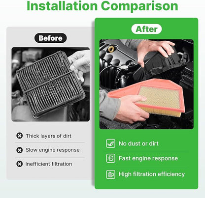 Engine+Cabin Air Filters Set Fit for 2011-2016 Chrysler Town & Country, 2011-2020 Dodge Grand Caravan, 2012-2015 Ram C/V, 2011-2014 Volkswagen Routan Replacement Accessories CF10743 CA11050