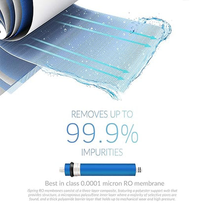 iSpring RCC7P, 75 GPD Reverse Osmosis System with Pump, 5-Stage Boosted Performance Under Sink RO Water Filtration System with Patented Top-Mounted Faucet Design for Easy Installation