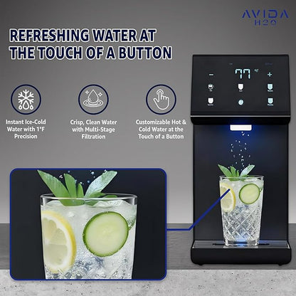 Ultra Instant Hot & Cold Water Dispenser - Bottleless Water Dispenser Countertop, Full Installation Kit, Quiet Multi-Stage Filtration + UV Sterilization - Black