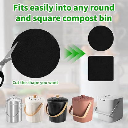 Charcoal Filters for Kitchen Compost Bin, 6 Pcs Compost Filters for Countertop Bin, 6.5 Inch Charcoal Filters for Compost Bucket, Activated Carbon Replacement Filters for Home Bucket Refill, Round