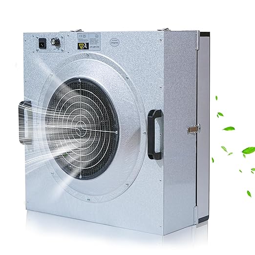 FFU HEPA H14-Filter Laminar Flow Hood Updated FanFilter Unit（Include HEPA Filter）100/ISO Class 5 Cleanroom/Laboratory/Cleanroom/Mushroom Room, Laminar Air Flow Hood(22.6"x22.6"110V)