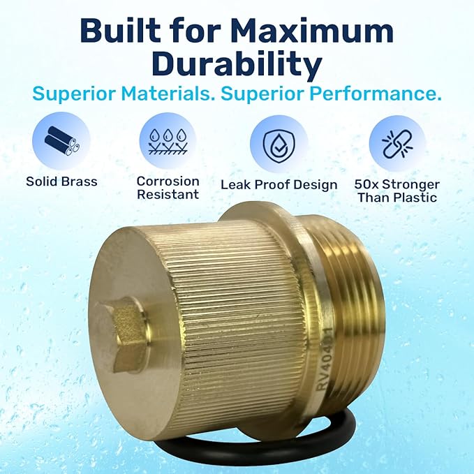 RV40401 X50 Durable Pro Grade Brass Drain Plug Cap Assembly | Compatible Replacement for 190030 | Essential Pool Maintenance Accessory - Upgrade Your Pool's Performance Now!