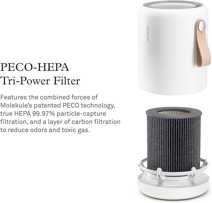 Molekule Mini/Mini+ Air Filter - Authentic Molekule Air Purifier Filter Replacement - PECO-HEPA Tri-Power Technology - Captures & Destroys Pollutants - Advanced Smoke Filtration