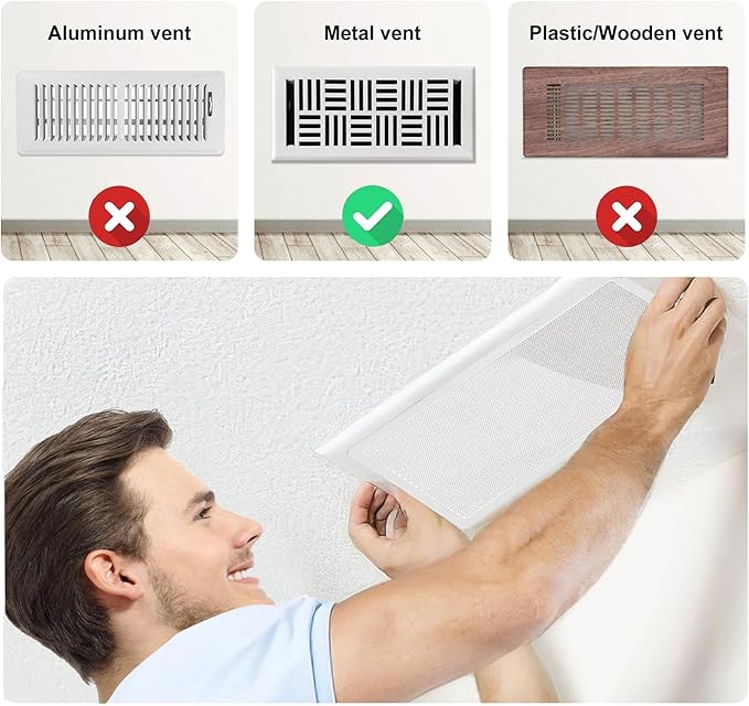 6-Pack White Magnetic Vent Covers 5x13 Inch - Universal Fit for Floor, Wall & Ceiling Registers (5"-6" Width x 13"-14"Length) | High Airflow Mesh Design | Tool-Free Easy Installation