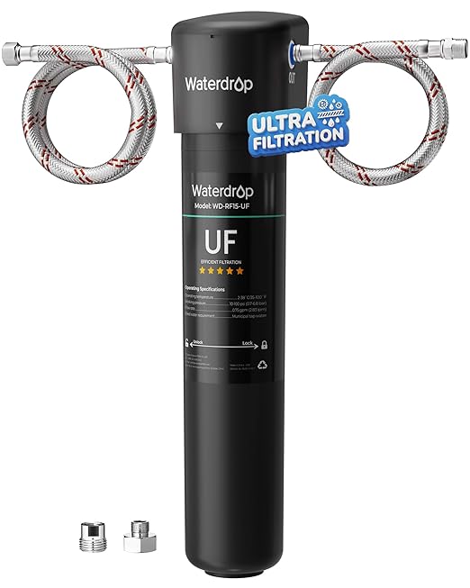 Waterdrop 15UA-UF 0.01 μm Ultra Filtration Under Sink Water Filter System, 2 Years, Reduces Lead, Chlorine, Bad Taste & Odor, Direct Connect to Kitchen Faucet, USA Tech