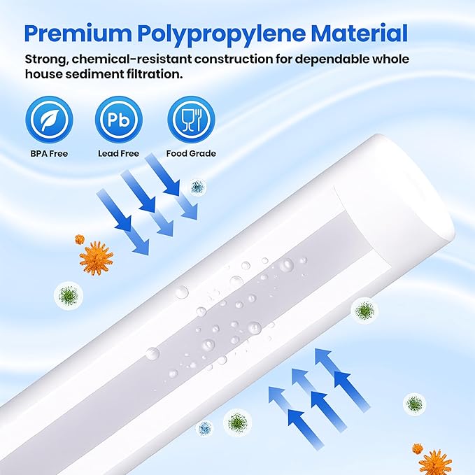 10 Micron Sediment Filter - Whole House Water Filter Cartridge - 4.5 x 20-inch Replacement - Compatible with All Whole House Water Filter System - (20 X 4.5, 1 Count)
