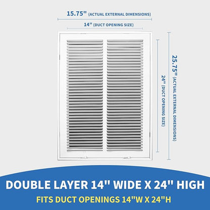14 x 24 Return Air Grille [Duct Opening Size],Return Air Vent Cover for Wall Or Ceiling,Steel Return Air Filter Grilles Removable Face/Door for 1 Inch Filters (14"W x 24"H [Duct Opening])