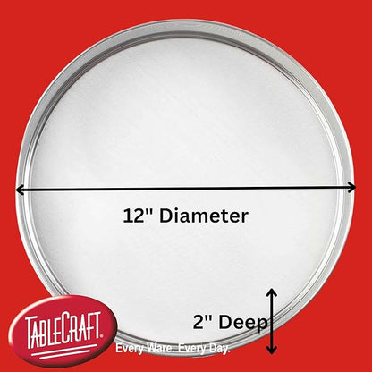 Tablecraft Fine Mesh Sieve Strainer, 12-Inch Round Ultra-Fine Stainless Steel Flour Filtering, Comfortable Handle, Baking, Food Prep and Cooking Tool for Foodservice, Restaurant and Home Use, 2" Deep