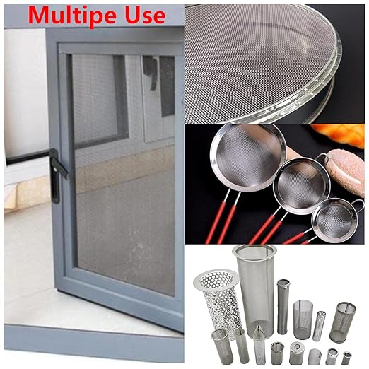 Stainless Steel Mesh Screen #40Mesh -Size:15.7"x47.2"(40x120cm) SS304 Wire Mesh Screen, for Vent,Cage,Garden, Window Screen, Filter Mesh
