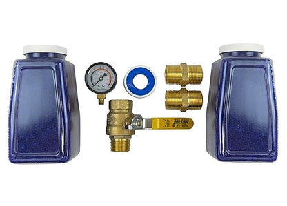 3/4" NPT Industrial (5-Stage) Moisture Removing Particulate Filter and Oil Removing Coalescing Filter and Two Desiccant Air Dryers and Air Pressure Regulator