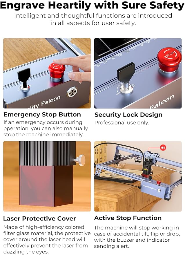 Creality 72000mW Output Power Laser Engraver, Falcon Pro 10W with Air Assist Laser Engraving Machine, CNC Machine Laser Engraver for Wood and Metal, Paper, Acrylic, Leather