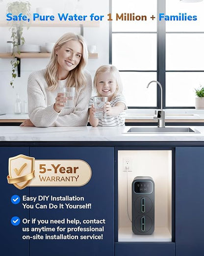 E8 800GPD Compact Reverse Osmosis System 800 GPD Fast Flow RO Water Filter, 9 Stage Tankless Under Sink RO Water Filtration System High Pure to Drain, LED Smart Real-Time Display Faucet