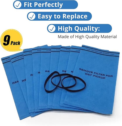 Smilefil 9 Pack Wet Dry Vacuum Filter Bags Compatible with Stinger 2.5 to 5 Gallon WS0255VA, WORKSHOP WS01025F, Craftsman 9-38737, MultiFit VF2000, Select 2-1/2 to 5-Gallon Shop Vac Vacuums