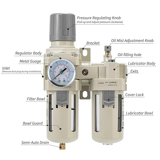 Air Compressor Pressure Regulator,Gauge(0-150PSI),Water Separator For Air Compressor Semi-Auto Drain 3/4 NPT Threaded Interface