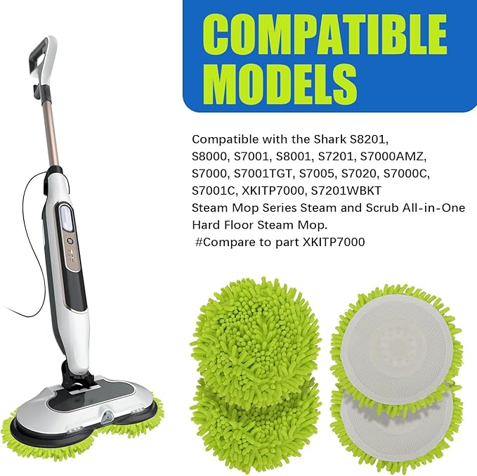 Microfiber Chenilles Pads for Shark Steamer S7001 s7020 s7000amz s7000 s7001tgt s7201 s8201 S7005 s8001 Series Rotating Steam Scrubber,Scrub Sanitize at The Same,Round Scrubbing Mop Replacement Pad