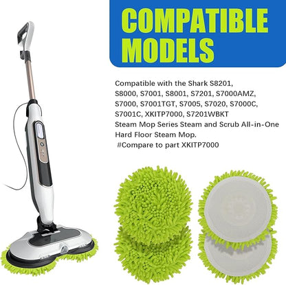 Microfiber Chenilles Pads for Shark Steamer S7001 s7020 s7000amz s7000 s7001tgt s7201 s8201 S7005 s8001 Series Rotating Steam Scrubber,Scrub Sanitize at The Same,Round Scrubbing Mop Replacement Pad