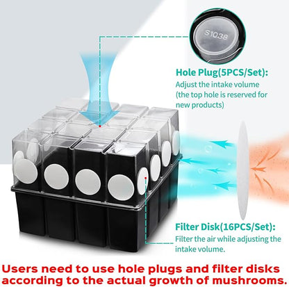 3 Set Mushroom Grow Kit Monotub with Filter Disks 43.5 Quart Vegetable Planting Tray Mini Greenhouse Germination Box for Seeds Growing Starting