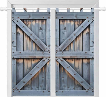 Farmhouse Wood Grain Living Room Curtains 84 Inch Length, Window Curtains Tab Top, Vintage Country Barn Gate Textured Light Filtering Window Treatments Drapes 42"x84" 2 Panel