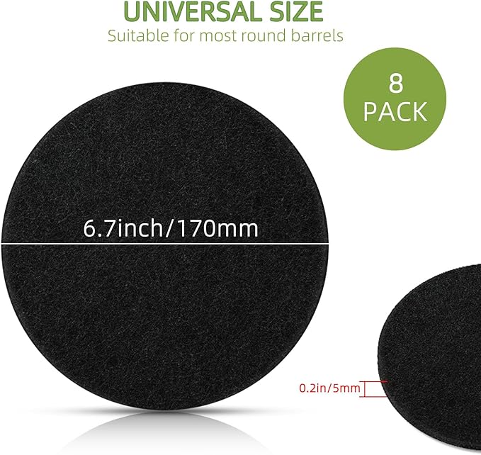 Compost Bin Charcoal Filters Replacement - 8 Pack 6.7 Inch Round Activated Charcoal Filters, Fits Most Countertop Compost Pail