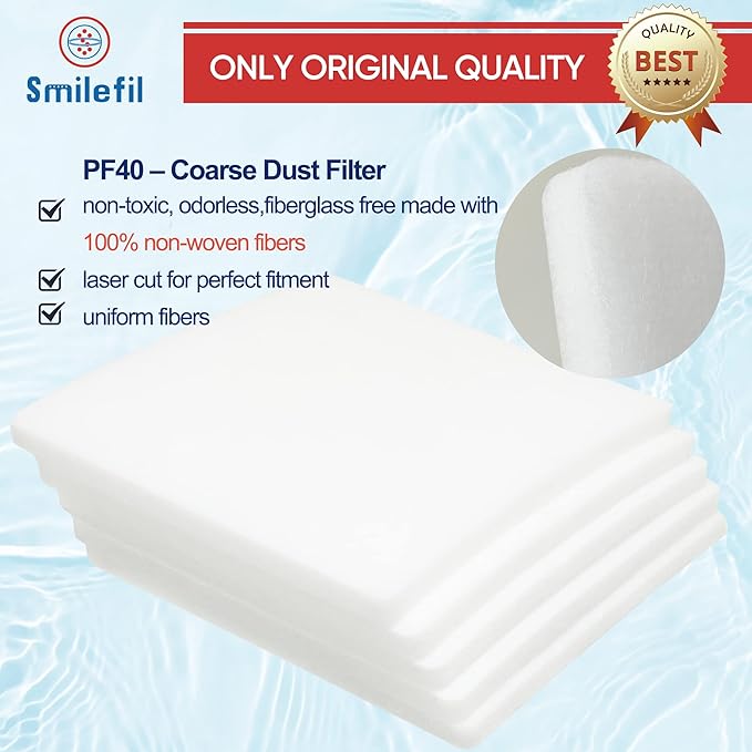 Smilfil 5 Pack PF40 Replacement Pre-Filter Pads Compatible with IQAir PF40 Coarse Dust Pre-Filtration Air Purifier